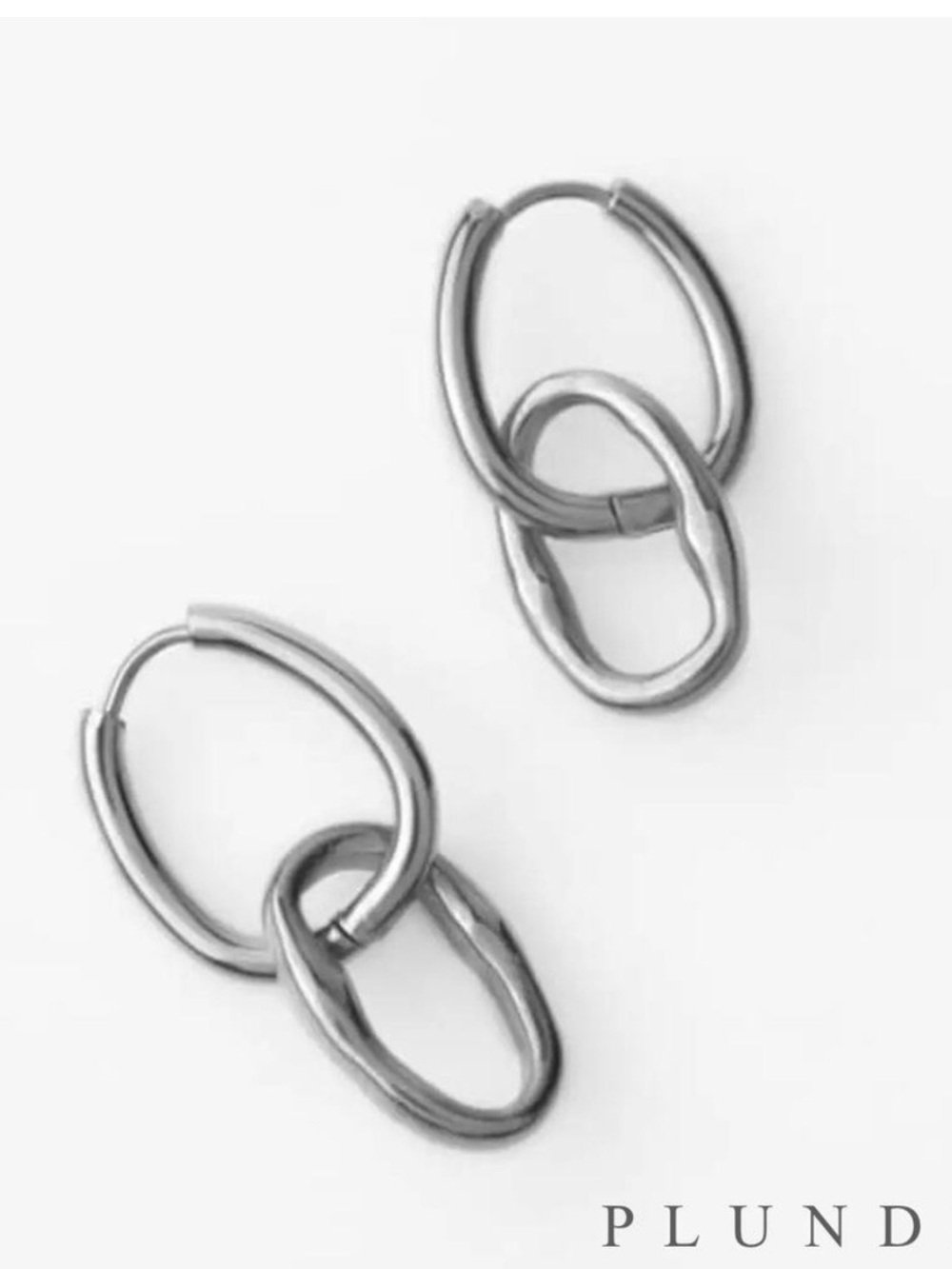 Plunder Design Annalise Silver Plated Double Link Hoop Earrings NWOT